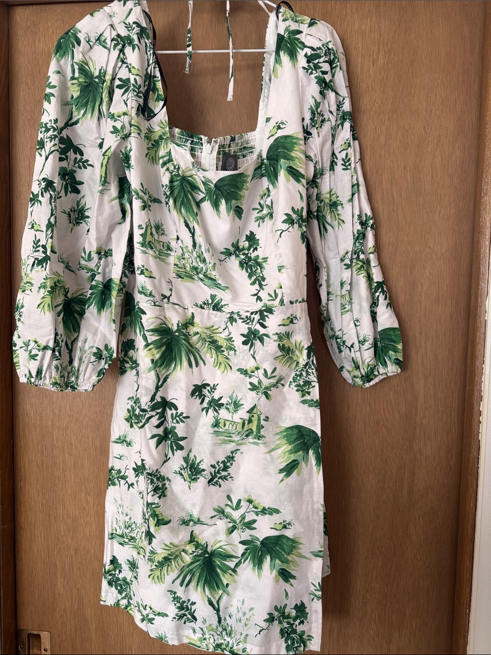 Vince Camuto Green Botanical Smocked Mini Dress Sz 12 NWT